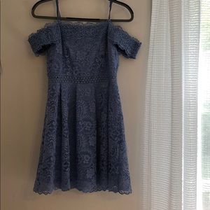 Francesca’s blue lace off the shoulder dress